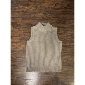Evan-Picone Women's Vtg Tan Sweater Vest Turtleneck Preppy, 90’s, Sz:medium